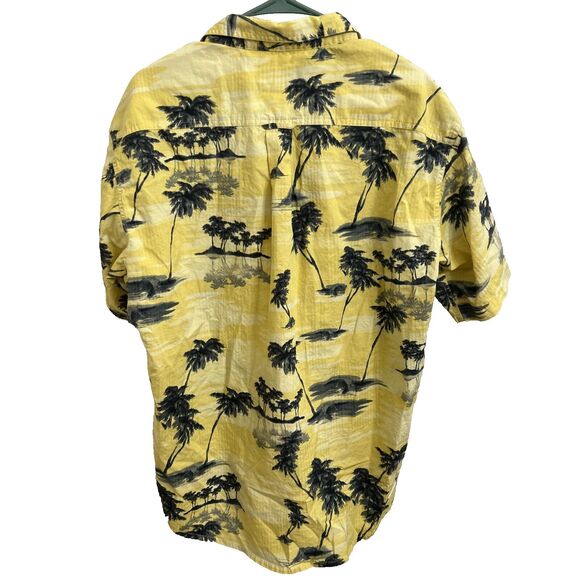 🔥Cabela's Hawaiian Button-up Shirt | Beach Palm Trees | Men's Large, Yellow - Picture 3 of 6